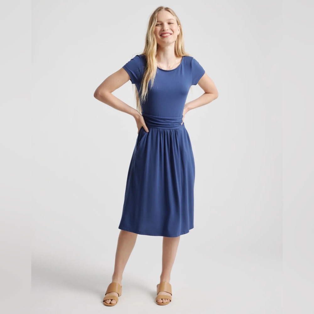 Quince Tencel Jersey Ruched Waist Dress